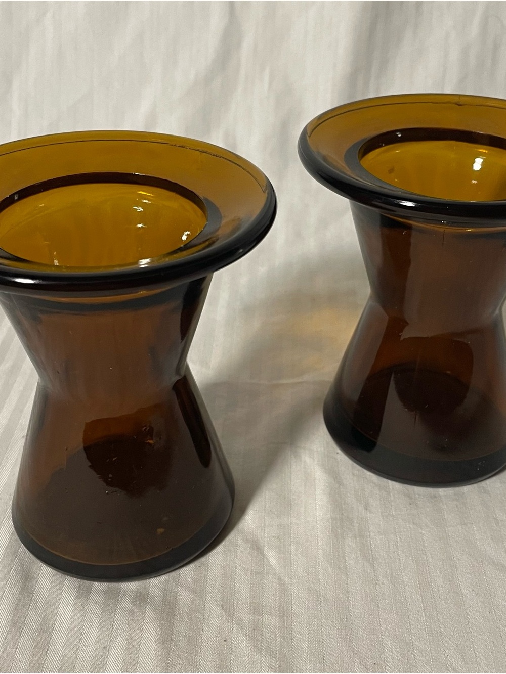 Mis Century modern Amber Hourglass Glass Votive Holders - Home Accents